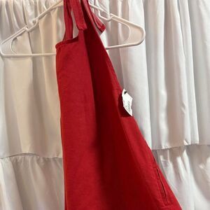 ABERCROMBIE&FITCH Denim Halter Large Game Day Flowy Women's Red Mini Dress